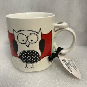 Whimsical Owl Mug - Red and Black